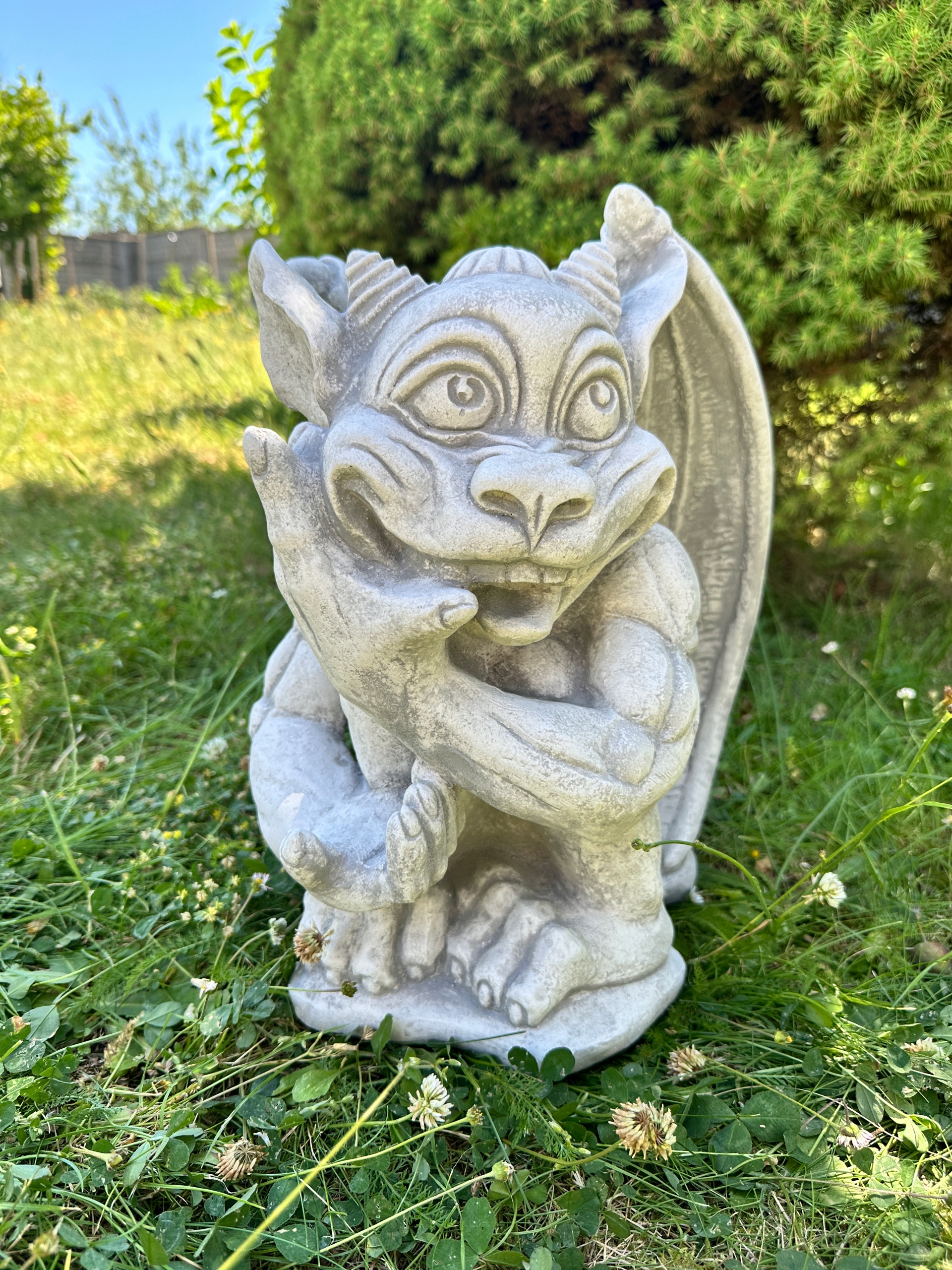 Záhradná figúrka trolla z betónu, chrlič, 39 cm